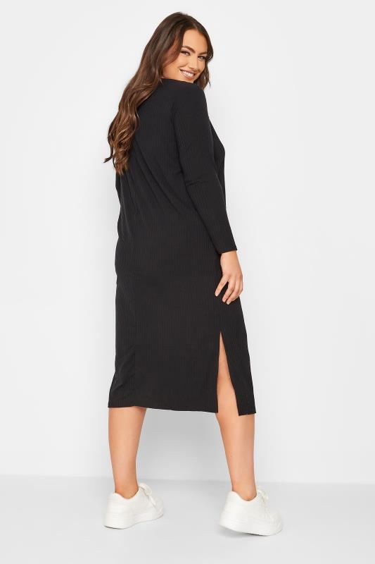 Plus Size Black Ribbed Cut Out Midaxi Dress | Yours Clothing 3