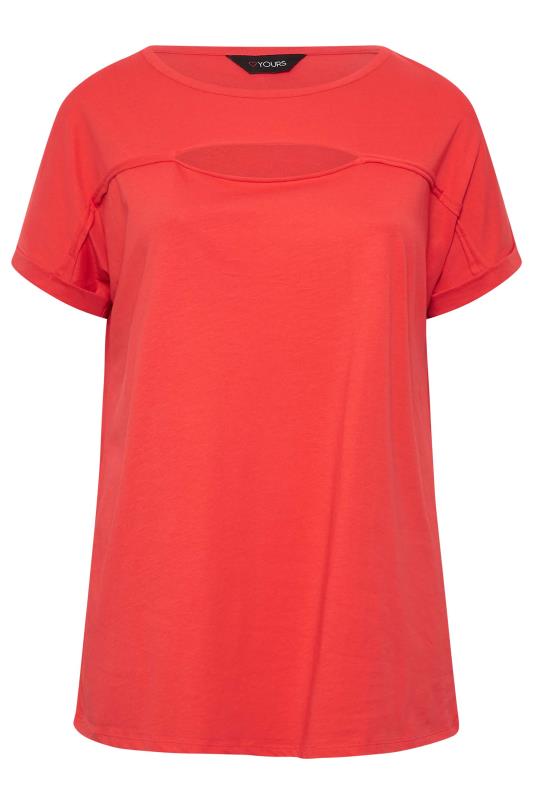 YOURS Plus Size Red Cut Out T-Shirt | Yours Clothing 6