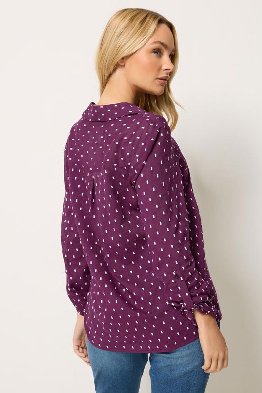 M&Co Women's Berry Purple Long Sleeve Dobby Shirt | M&Co 2