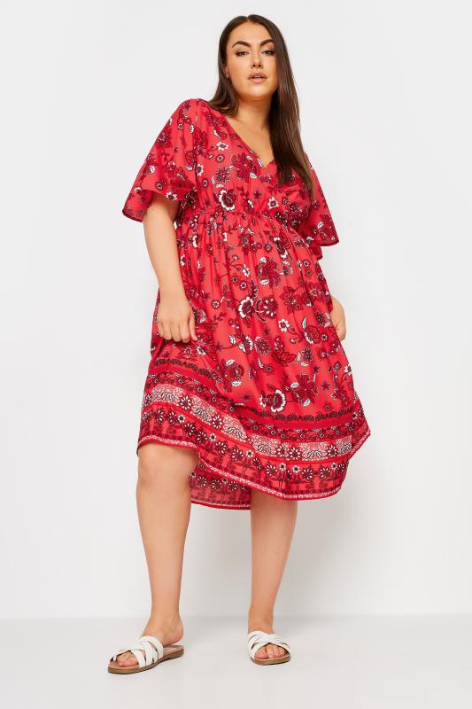  Tallas Grandes LIMITED COLLECTION Curve Red Floral Print Border Midaxi Dress