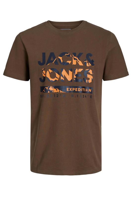 JACK & JONES Big & Tall Brown 'Expedition' Logo T-Shirt | BadRhino 1