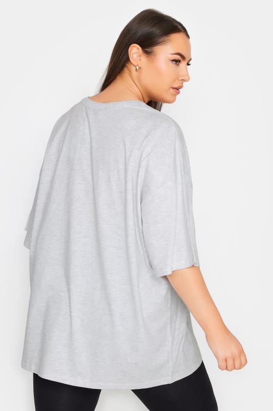 YOURS Plus Size Light Grey 'Chicago' Slogan Oversized Boxy T-Shirt | Yours Clothing 3
