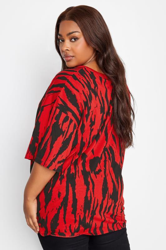 YOURS Curve Plus Size Red Abstract Print T-Shirt | Yours Clothing  4
