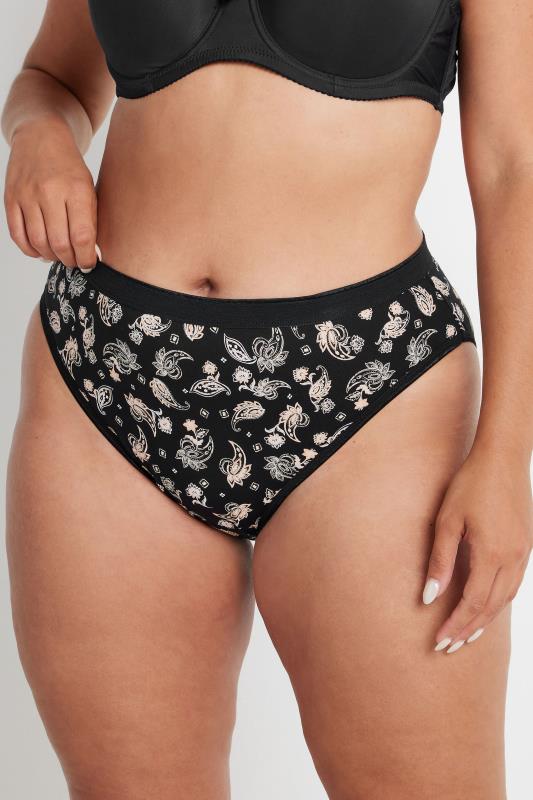 YOURS Plus Size 5 PACK Natural Brown Paisley Print Briefs | Yours Clothing 2