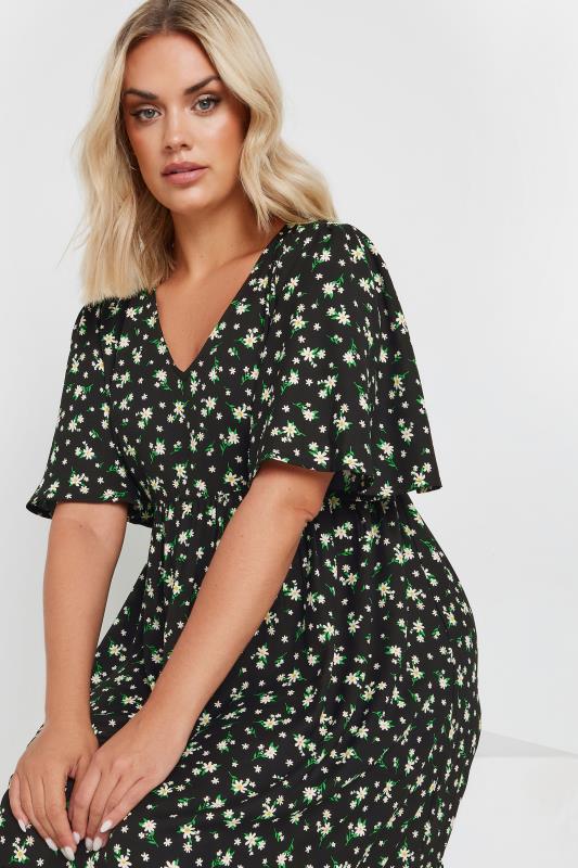 YOURS Plus Size Black Floral Print Smock Dress | Yours Clothing 4
