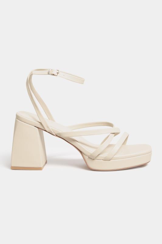 LIMITED COLLECTION Cream Strappy Platform Block Heel Sandals | Yours Clothing  3
