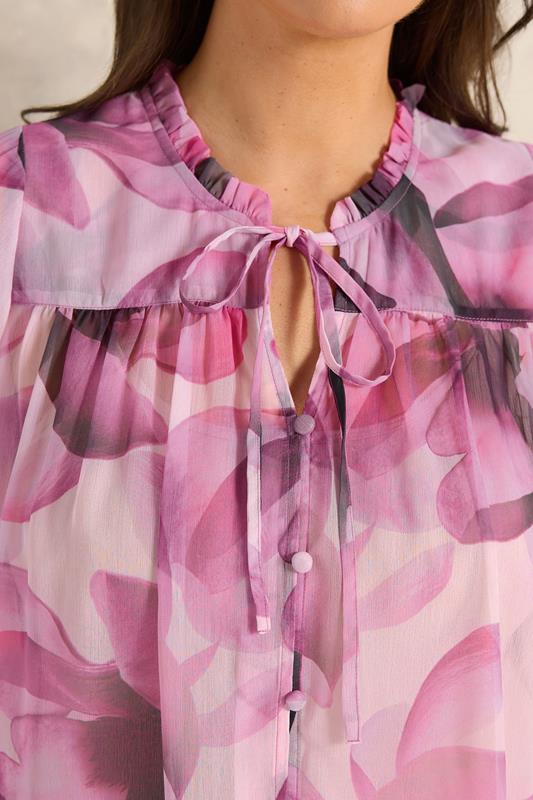 EVANS Plus Size Pink Petal Frill Occasion Blouse | Evans 5