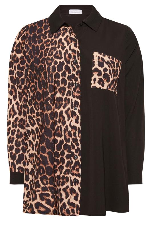 YOURS LONDON Plus Size Curve Black Leopard Print Half & Half Shirt | Yours Clothing 6