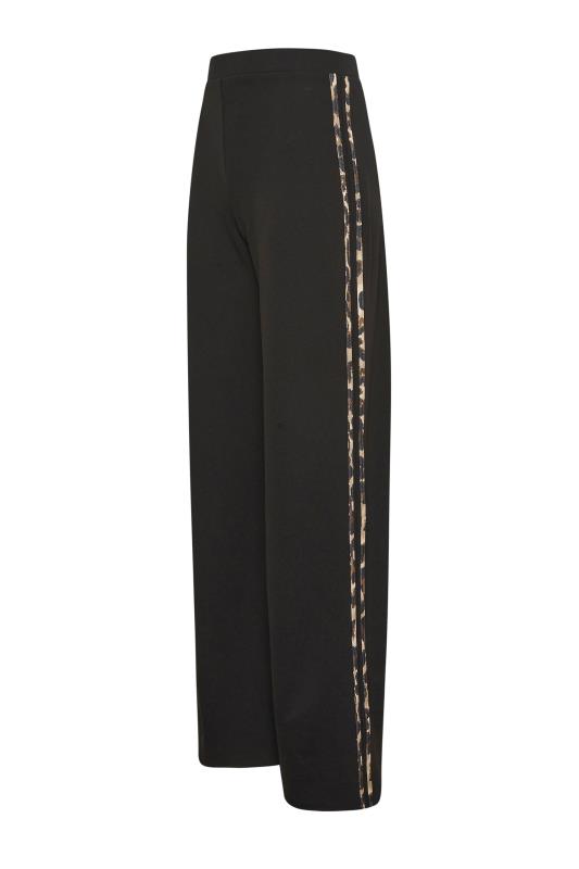 LTS Tall Women's Black Leopard Print Stripe Wide Leg Trousers | Long Tall Sally  6