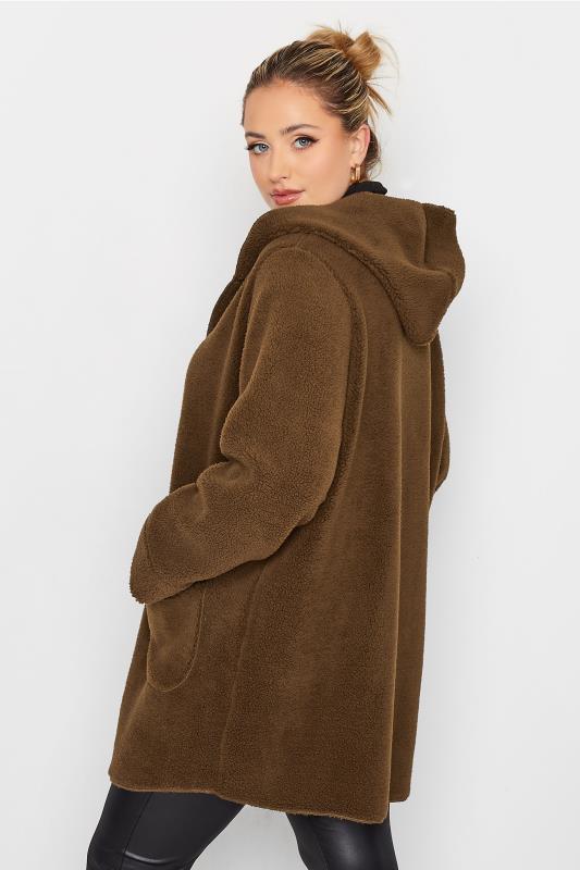 YOURS LUXURY Plus Size Brown Teddy Hooded Jacket | Yours Clothing 3