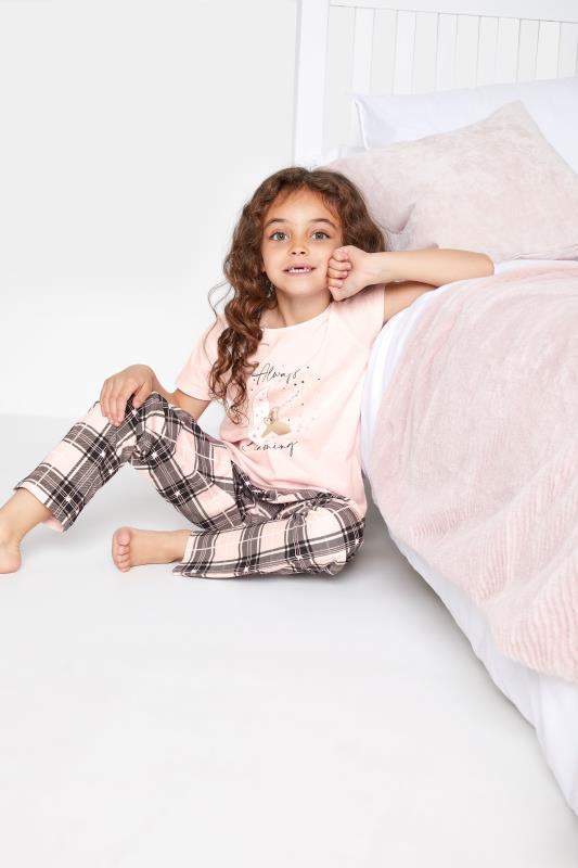 MINI ME Pink 'Always Dreaming' Slogan Check Pyjama Set_D.jpg
