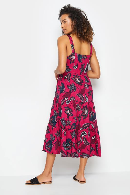 M&Co Womens Pink Flower Printed Tiered Midi Sundress 3