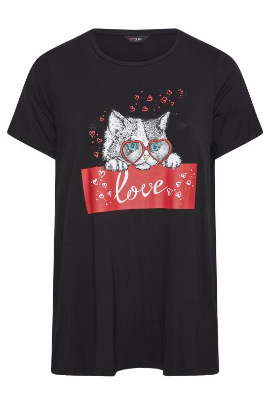 Curve Black Cat Graphic Print T-Shirt_F.jpg