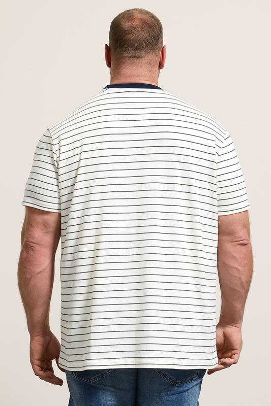 BadRhino Big & Tall Off-White Extra Long Stripe Pique T-Shirt | BadRhino 4