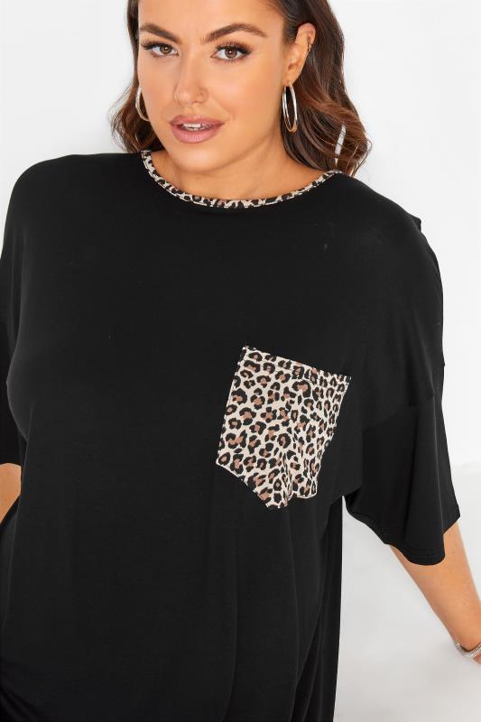 Oversized Leopard Print Pocket T-Shirt 