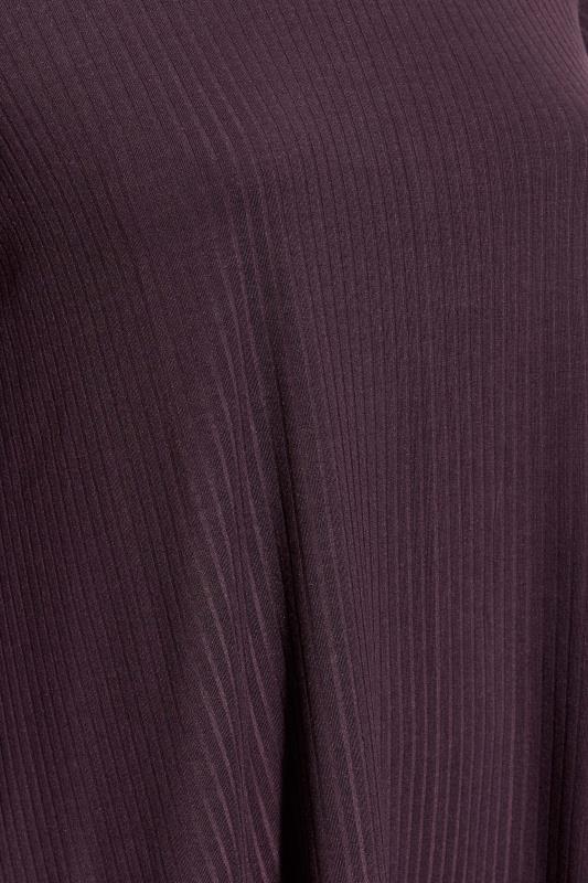 Plus Size Dark Purple Long Sleeve Ribbed Top | Yours Clothing 5