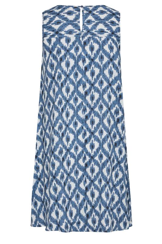 Plus Size Blue Diamond Print Swing Pocket Dress | Yours Clothing  7