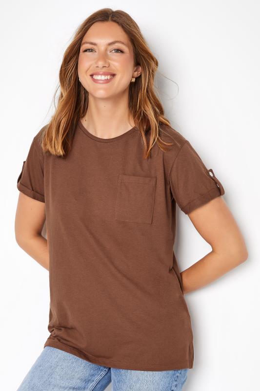 Tall Women's LTS Brown Short Sleeve Pocket T-Shirt | Long Tall Sally 1