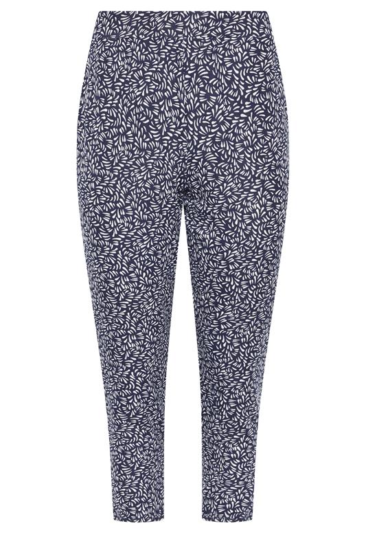 M&Co Navy Blue Abstract Print Cropped Hareem Trousers | M&Co 5