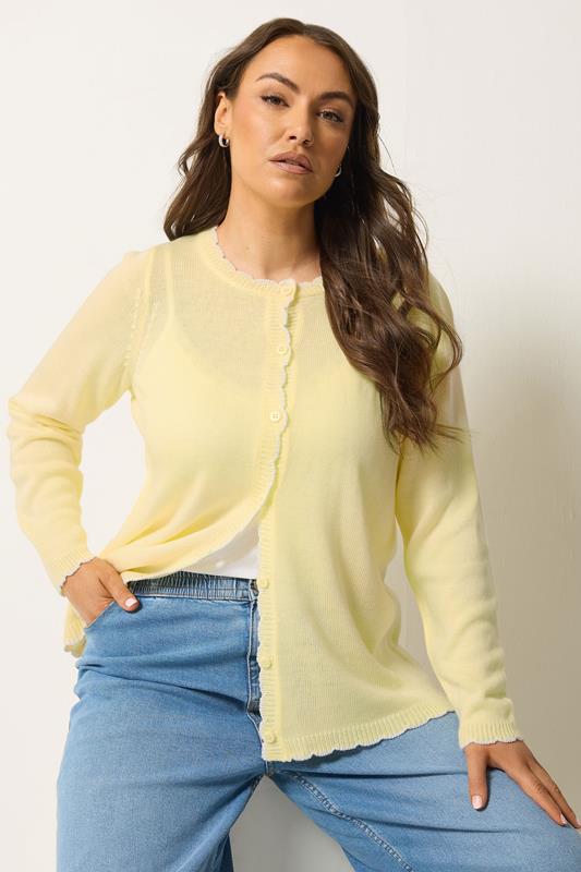  YOURS Cardigan jaune à bord festonné