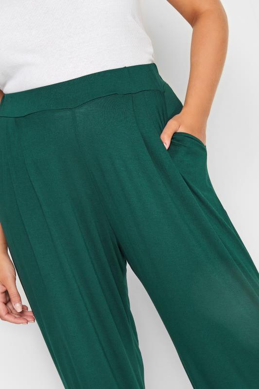 YOURS Plus Size Green Pleat Front Wide Leg Trousers | Yours Clothing 3