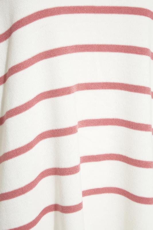 Plus Size Curve White & Pink Stripe Collared Jumper | Yours Clothing 5