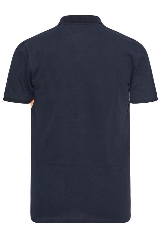 BadRhino Big & Tall Navy Blue Zip Neck Colour Block Polo Shirt 3