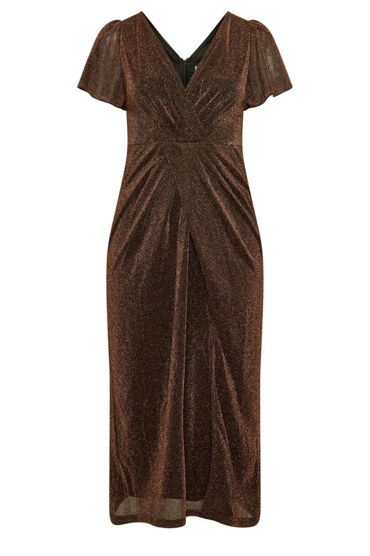 Yours London Women's Plus Size Gold Metallic Wrap Dress Size 12
