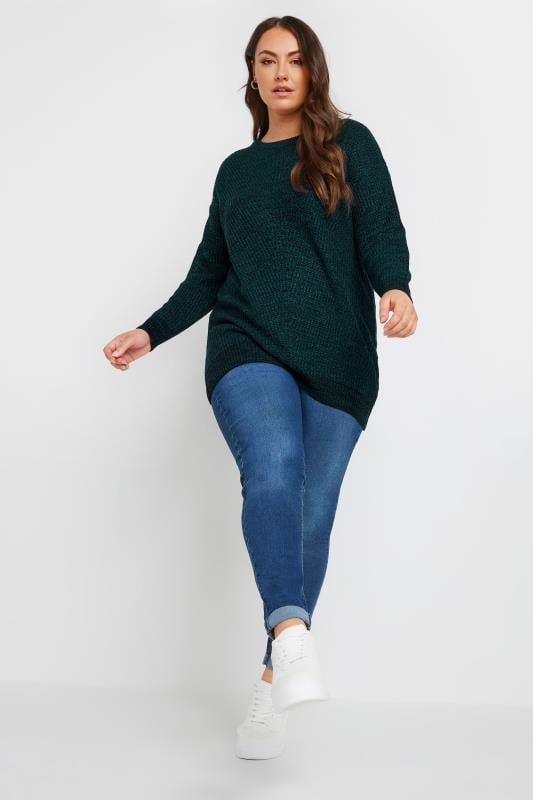 YOURS Plus Size Essential Dark Green Knitted Jumper | Yours Clothing 2