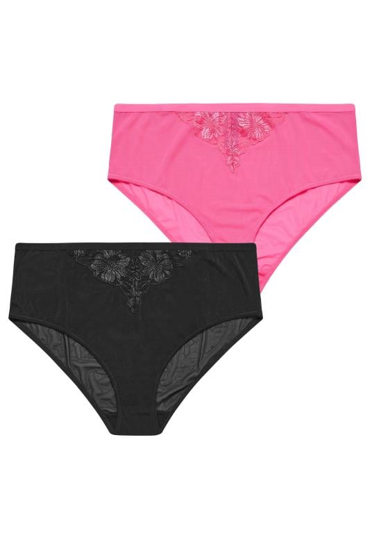 YOURS 2 PACK Plus Size Pink & Black Briefs | Yours Clothing 6