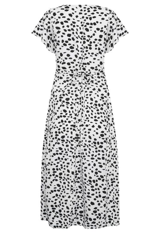 YOURS PETITE Plus Size White Dalmatian Print Midi Tea Dress | Yours Clothing 7