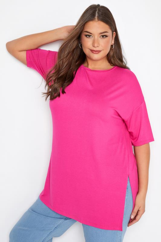 Plus Size Hot Pink Oversized T-Shirt | Yours Clothing  4