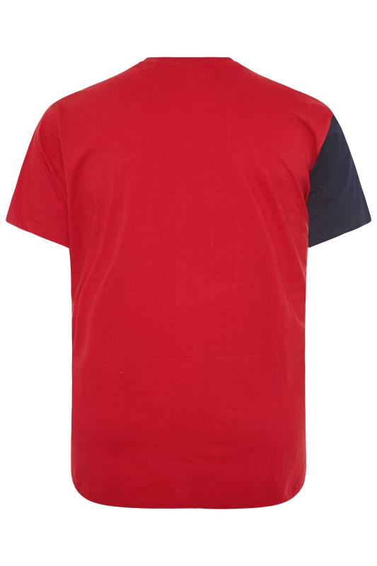 BadRhino Big & Tall Red Cut & Sew Panel Stripe T-Shirt 3