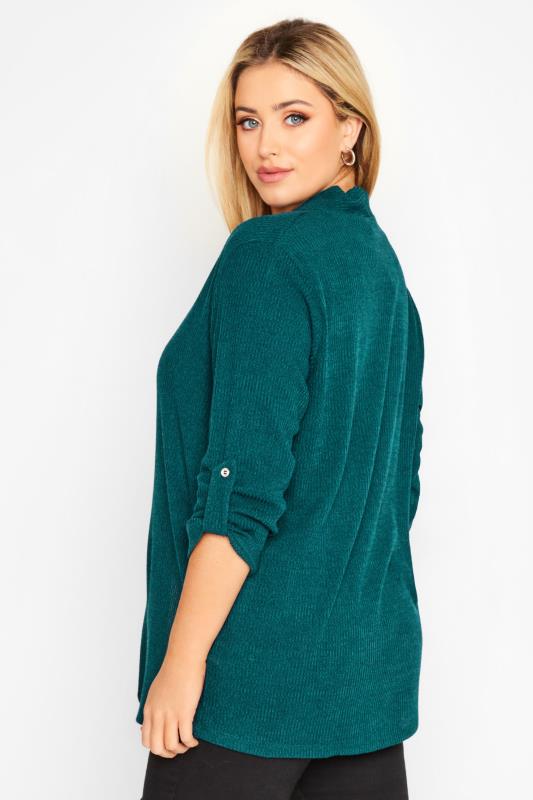 Curve Plus Size Teal Green Ribbed Cardigan | Yours Clothing  3