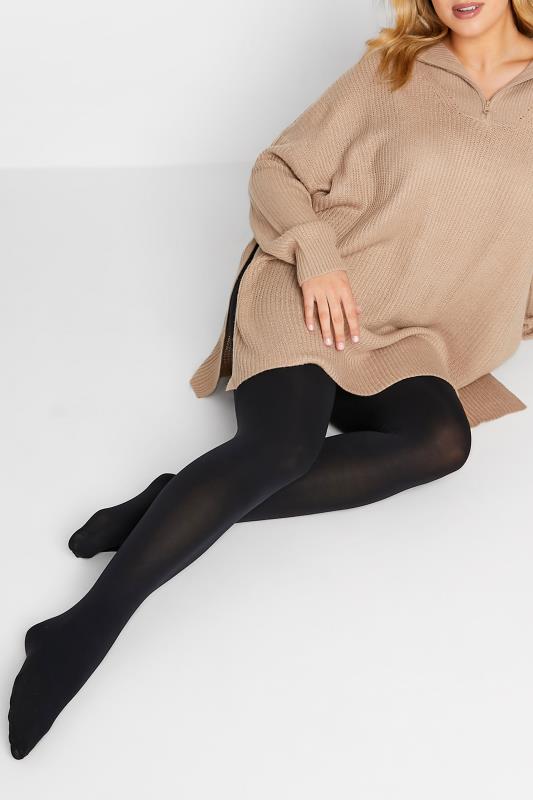 Plus Size Black 90 Denier Recycled Yarn Tights | Yours Clothing 1