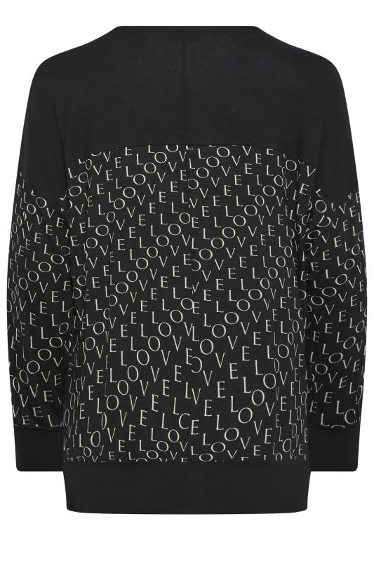 YOURS Curve Plus Size Black 'Love' Panel Top | Yours Clothing  7