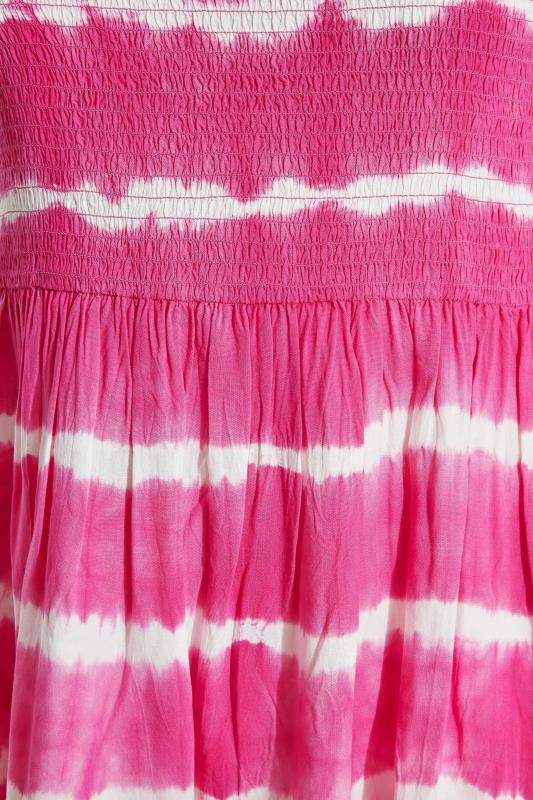 Plus Size Hot Pink Tie Dye Shirred Peplum Vest Top | Yours Clothing 5