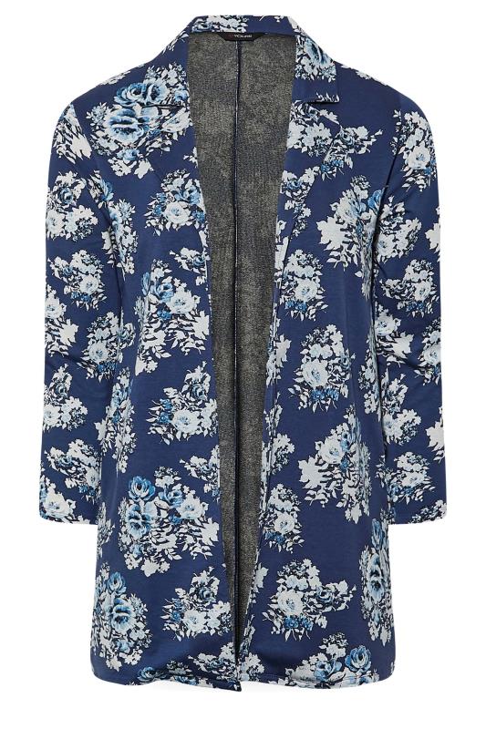 Plus Size Navy Blue Floral Longline Blazer | Yours Clothing 6
