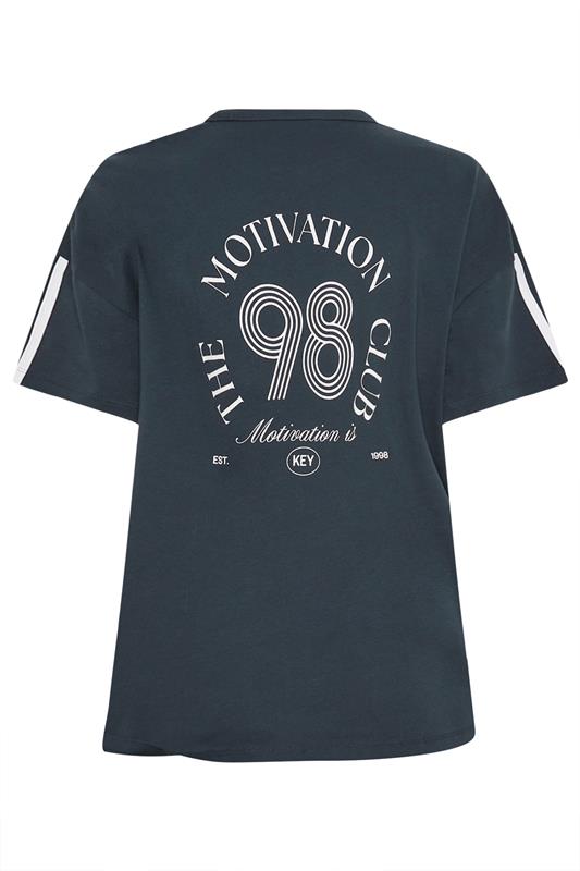 YOURS ACTIVE Plus Size Navy Blue 'The Motivation Club' T-Shirt | Yours Clothing 8