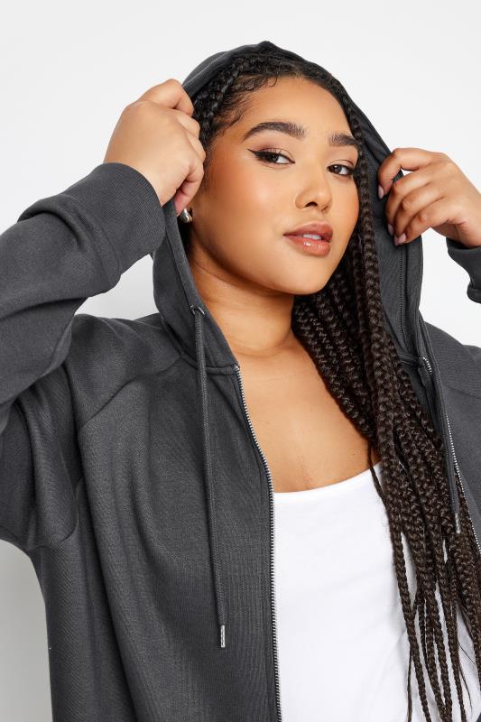 YOURS Plus Size Charcoal Grey Zip Through Hoodie | Yours Clothing 6