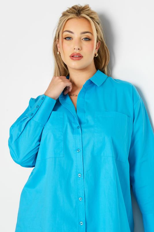 LIMITED COLLECTION Curve Bright Blue Oversized Boyfriend Shirt 5