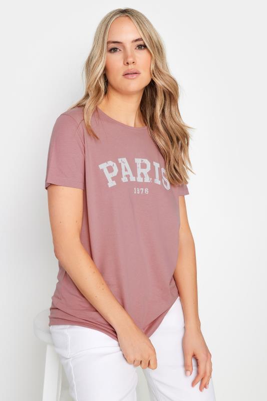 LTS Tall Pink 'Paris' Print Graphic T-shirt | Long Tall Sally 1
