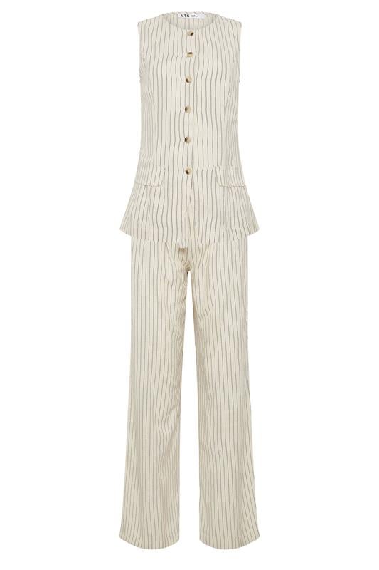 LTS Tall Women's Set Ivory White Pinstripe Waistcoat & Wide Leg Trousers | Long Tall Sally 8