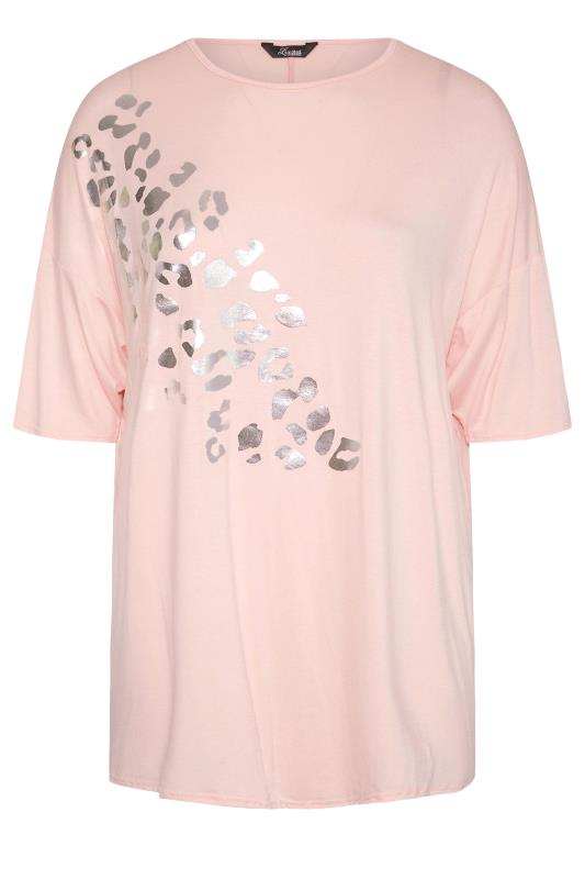 LIMITED COLLECTION Pink Foil Leopard Print Oversized Tee_F.jpg