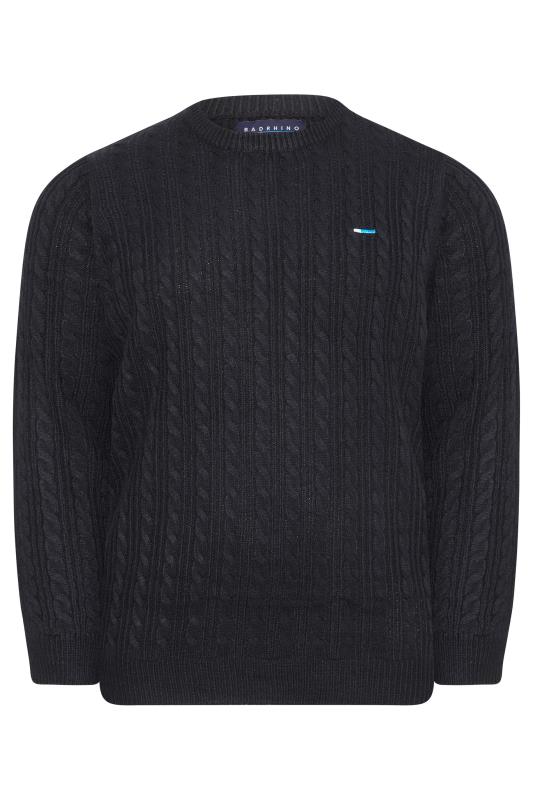 BadRhino Navy Blue Essential Cable Knitted Jumper | BadRhino 3