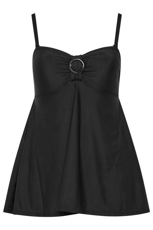 YOURS Plus Size Black Buckle Front Tummy Control Swim Dress | Yours Clothing 7