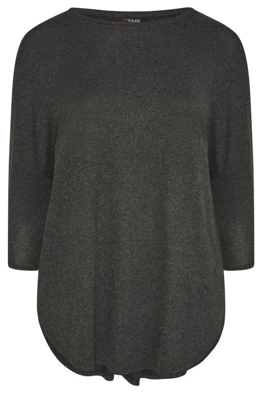 Plus Size Curve Charcoal Grey Batwing Top | Yours Clothing 5