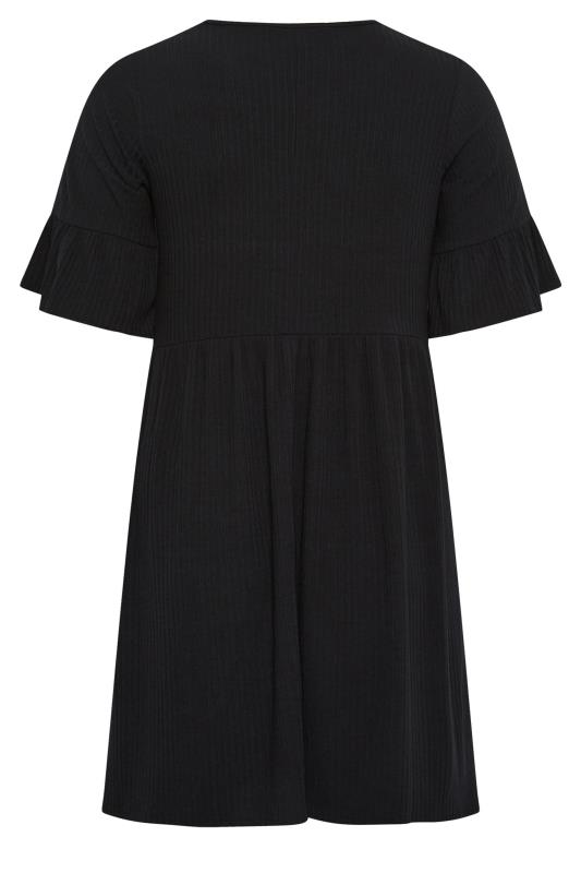 YOURS Curve Plus Size Black Frill Sleeve Tunic Dress | Yours Clothing  7