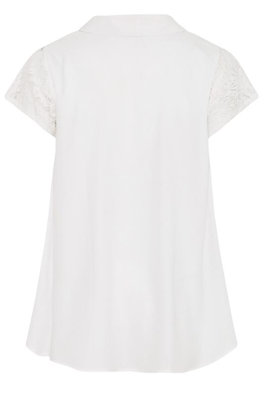 YOURS Plus Size White Lace Insert Blouse | Yours Clothing 7