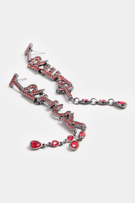 Silver Tone Red Diamante Halloween Drop Earrings | Yours Clothing 5